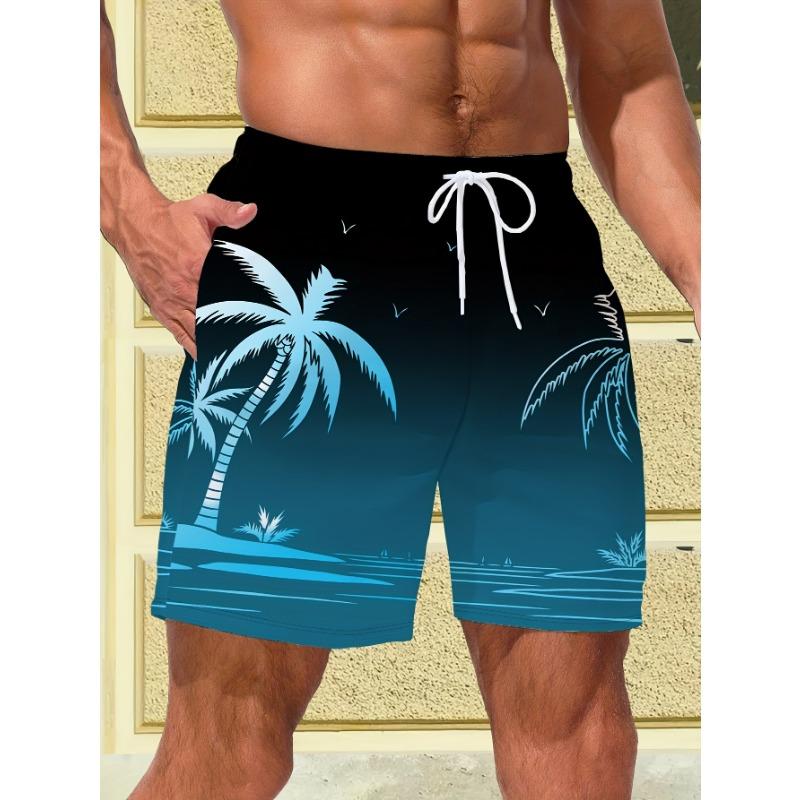 Palm Tree Tropical Men's Resort 3D Printed Board Shorts Swim Trunks Pocket Comfort Breathable Short Hawaiian Style Holiday Beach