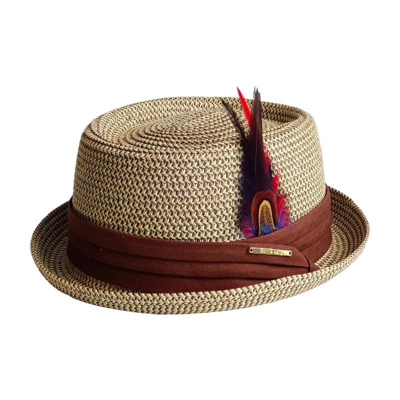 2026 Cap Men's Pork Pie Hat Vintage British Trilby Straw Hat Fedora Breathable Beach Sun Hat Handwoven Straw Panama Hat