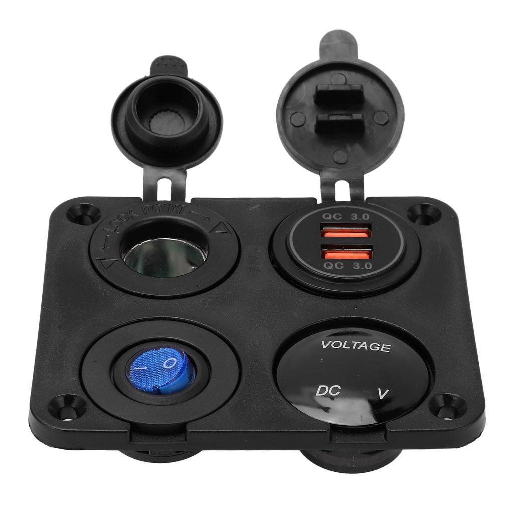 USB nabíječka do auta 4 zásuvky Vodotěsný design Inteligentní ovládání Duální port Autozásuvka pro automobily motocykly