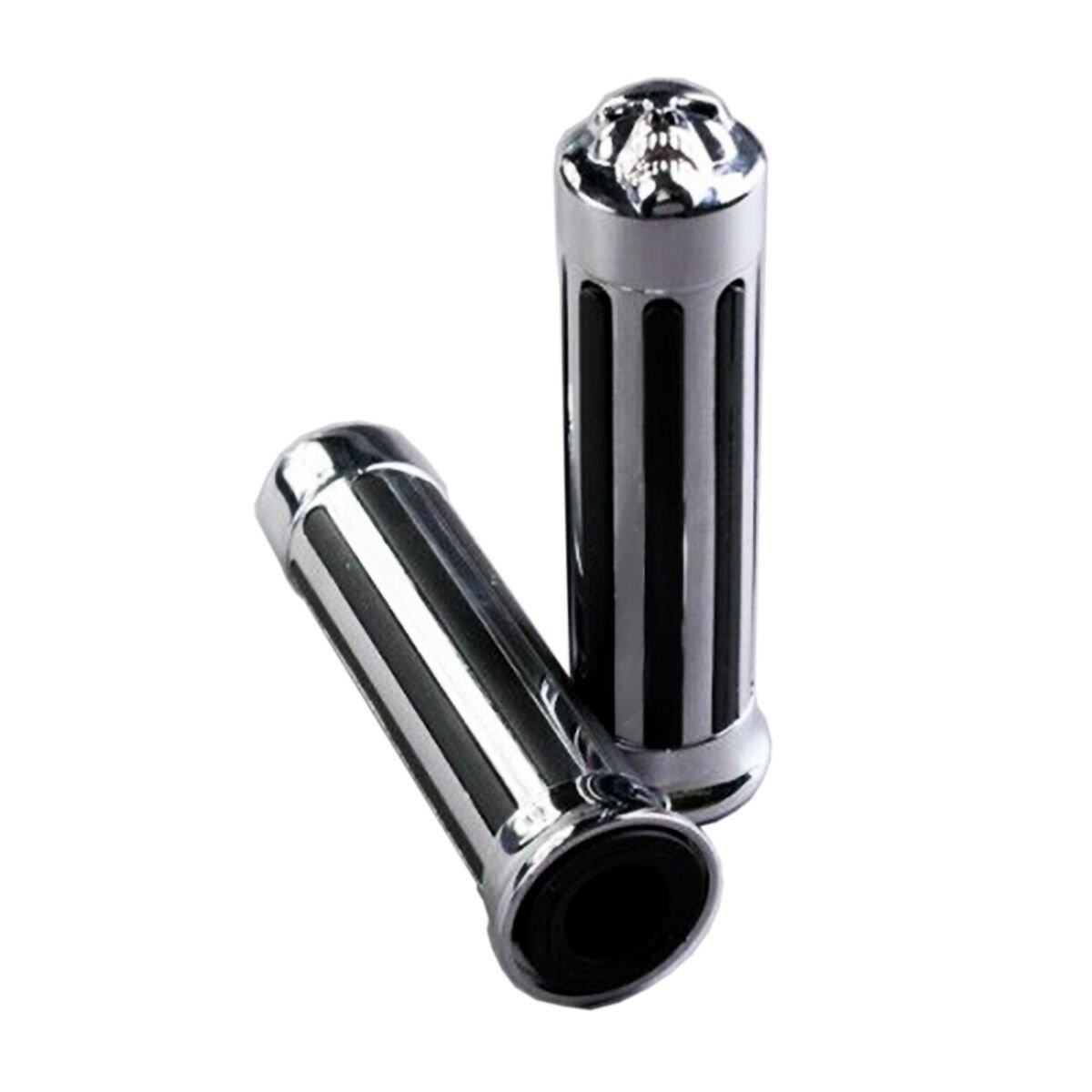 

TASWK 1 Skull Chrome Rubber Hand Grips for Motorcycle Handlebars inch/25mm