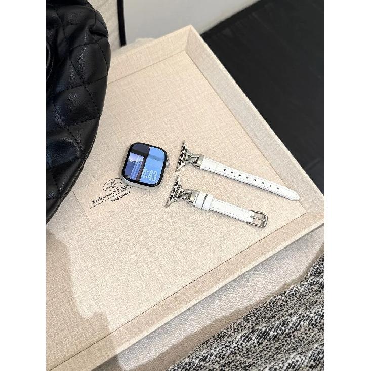 Slim Leather Band for Apple Watch Bands 38 40 41 42 44 45 46 49mm Dressy Fancy Strap with Metal Buckle for iWatch S11/10/9/8/7/6