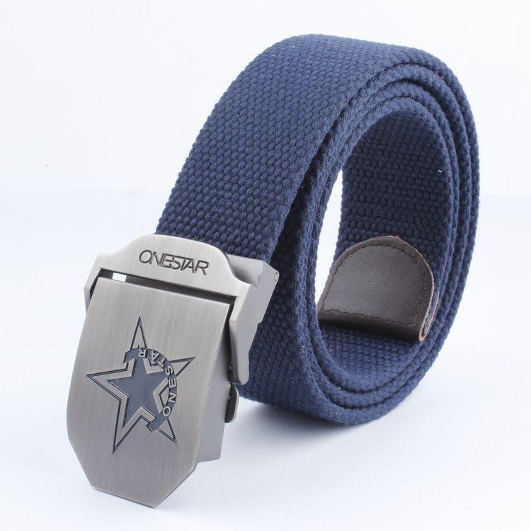 Black Five-Star Canvas Belt Headhunting Black Eagle Men's Automatic Buckle Belt Woven Leisure Good Supply