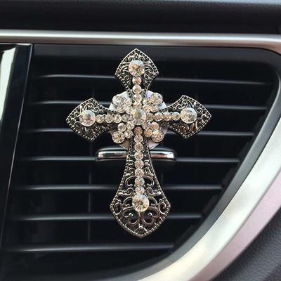 In Jesus Cross Klimaanlage Diamant Kreuz Auto Lufterfrischer Outlet Parfüm Clip Vent Clip Christian