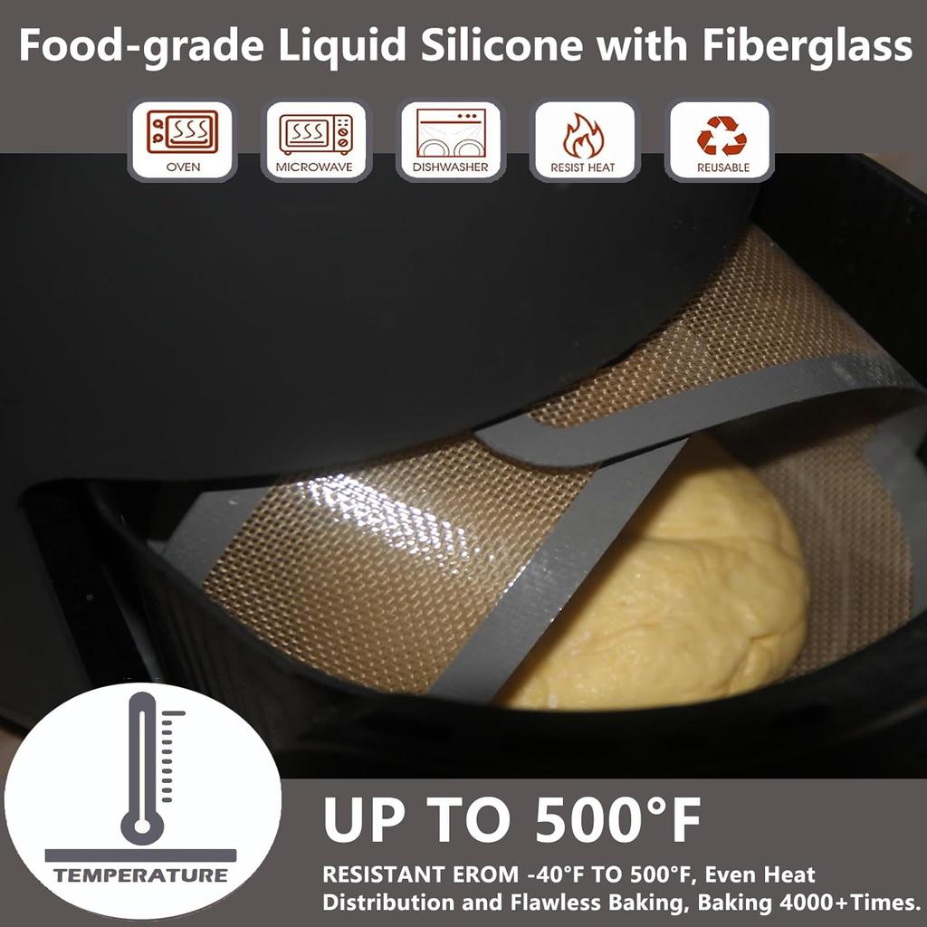 2Pcs Silicone Bread Sling Oval And Round For Dutch Oven, Non-Stick Easy-Clean Reble Silicone Baking Mat With Long Handles Sourdough Bread Baking Mat