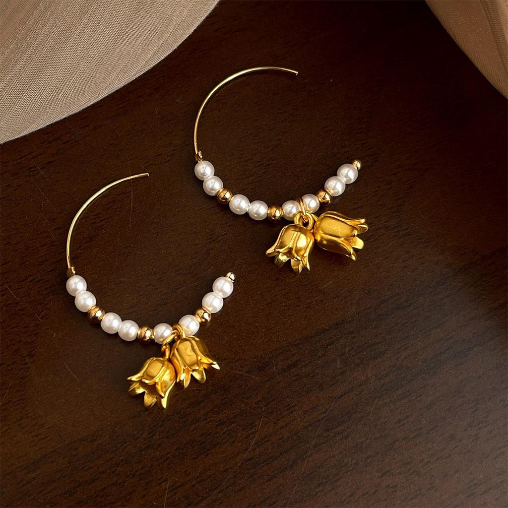 Matte Pearl Lily-of-the-Valley Earrings: High-End, Versatile, Light Luxury Fashion for Women