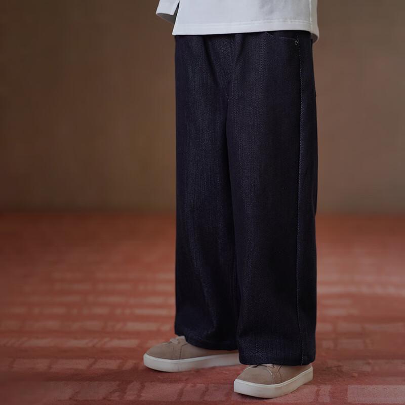 Hacikis Kids  Winter Fleece-Lined Loose Straight-Leg Denim Jeans 140