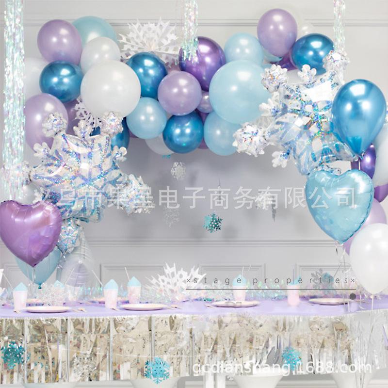 Christmas Venue Arrangement Balloon Set, Christmas Party Balloon Set Decoration, Snowflake Metal Balloon Set