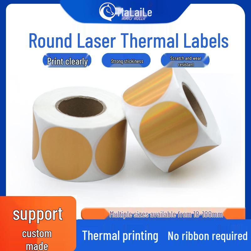 Gold Thermal Adhesive Round Sticker Paper for Lunch Box & Food Retention Labels