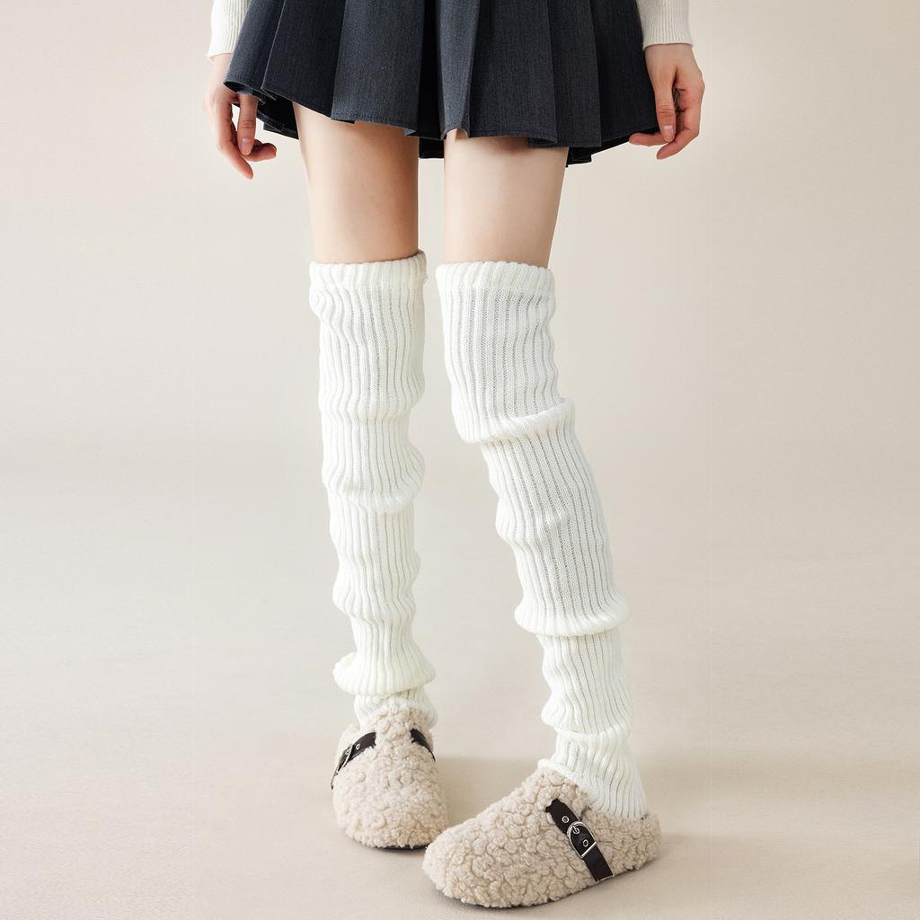 Knee-length Stocking Gloves for Women in Autumn and Winter, Knitted Pile Socks, Long Stockings for Girls, Winter Long Leg Covers