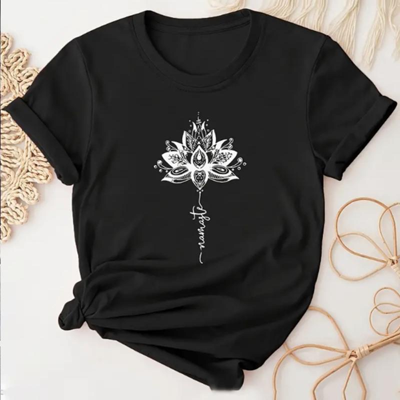 Mode Frauen Lotus Totem Lila Ring Print T Shirt Lustige Casual Oansatz Kurzen Ärmeln T-shirt Sommer Weibliche T-shirt