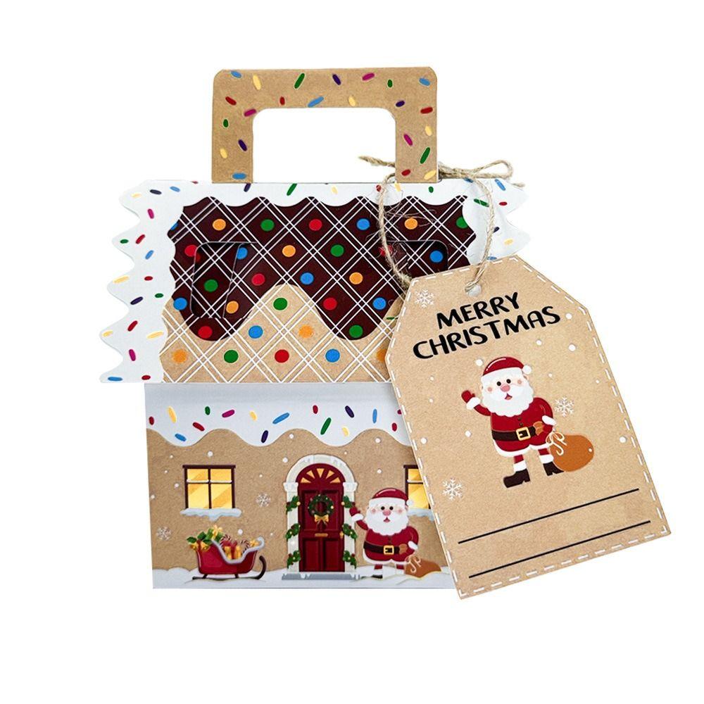 24 Pcs Kraft Paper Christmas Gift Boxes Presents Gable Cookie Candy Bags  Surprise Gift Packaging
