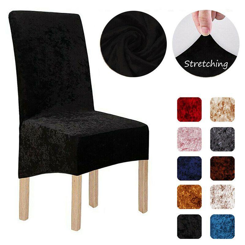 Stylish Crushed Velvet Dining Chair Covers With Secure Fit And Quick Recovery Stretch