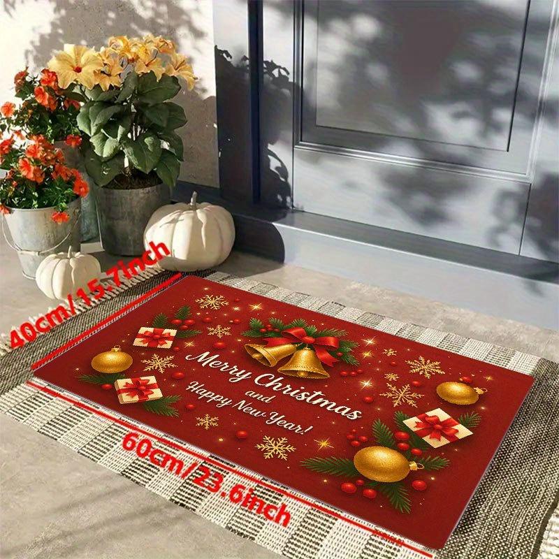 1Pcs Anti Fatigue Kitchen Rugs Christmas Golden Bells Waterproof Non-Slip Thick Cushioned Kitchen Mat Heavy Duty Comfort Standing Mat for Kitchen