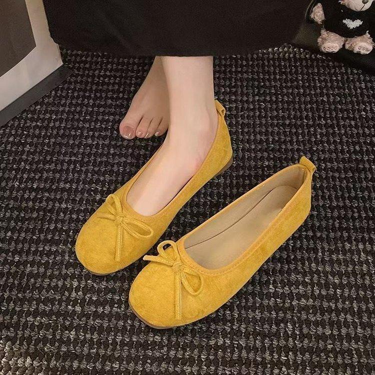 French Bow Round Head Ballet Shoes Fairy Shoes Flat Gentle Evening Shoes Autumn New Women's Small Single Shoes