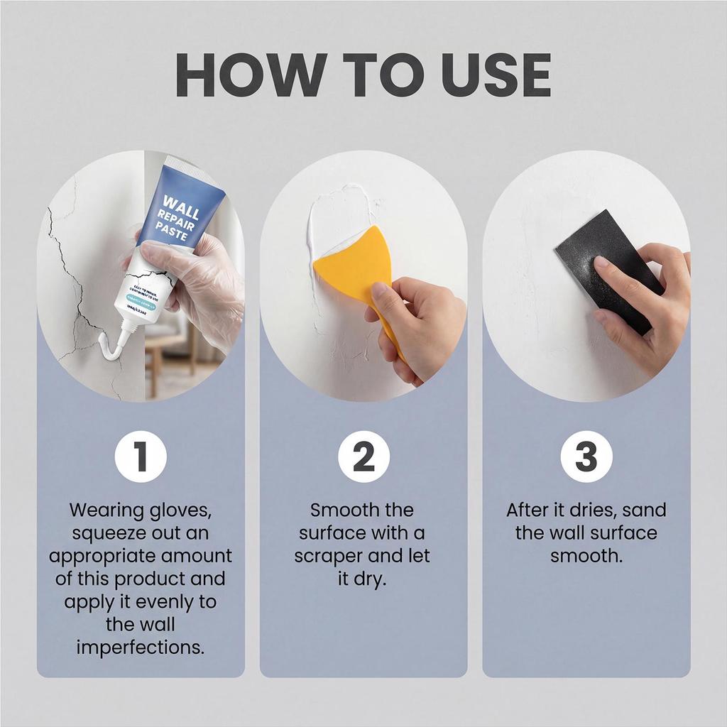 Drywall Repair Kit with Scraper Wall Hole & Crack Filling Paste Quick-Drying Mending Agent Home Restoration Tool