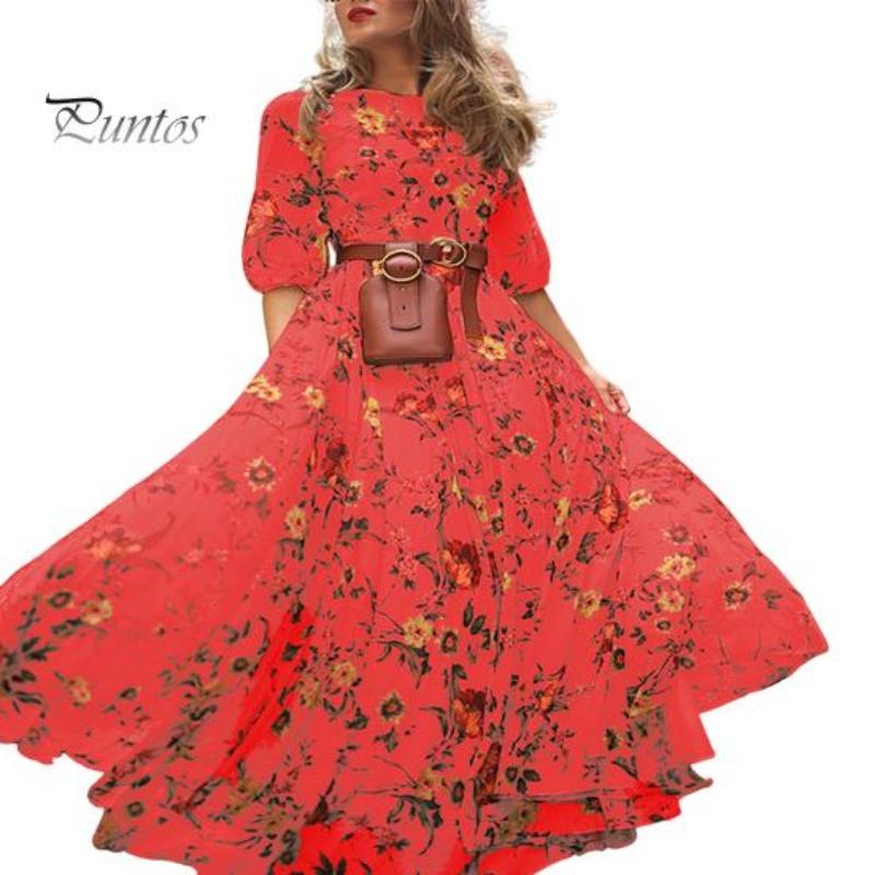 Sommer-Damenkleid, Blumendruck, A-Linie, lockerer Saum, Vintage-Stil, hohe Taille, französischer Stil, Dreiviertelärmel, plissiert, O-Ausschnitt, Abschlussball, Cocktailparty, Bankett