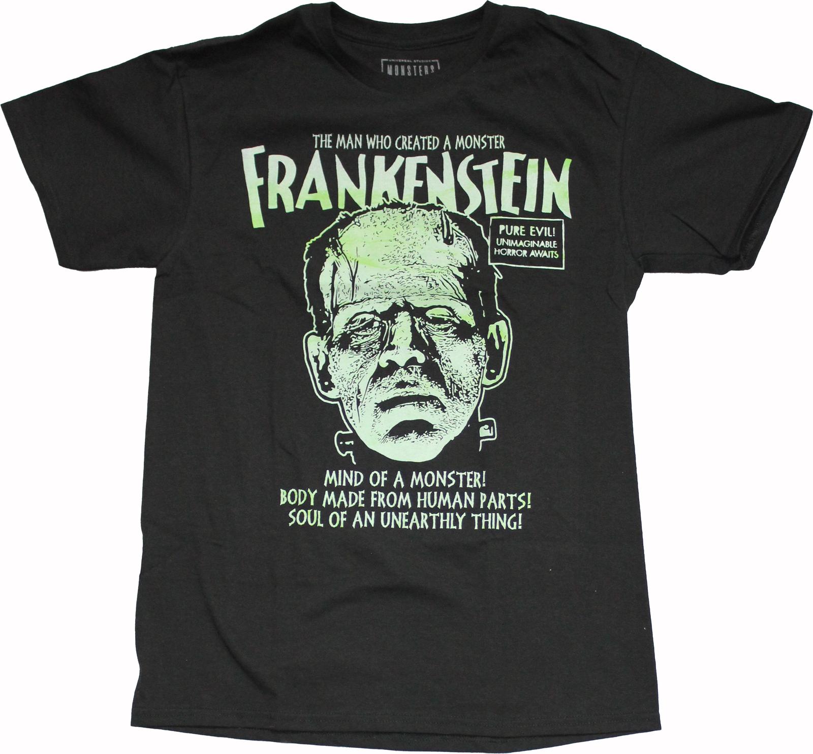 Frankenstein New Adult T-Shirt - Universal Monsters Glow in The Dark Face S разноцветный