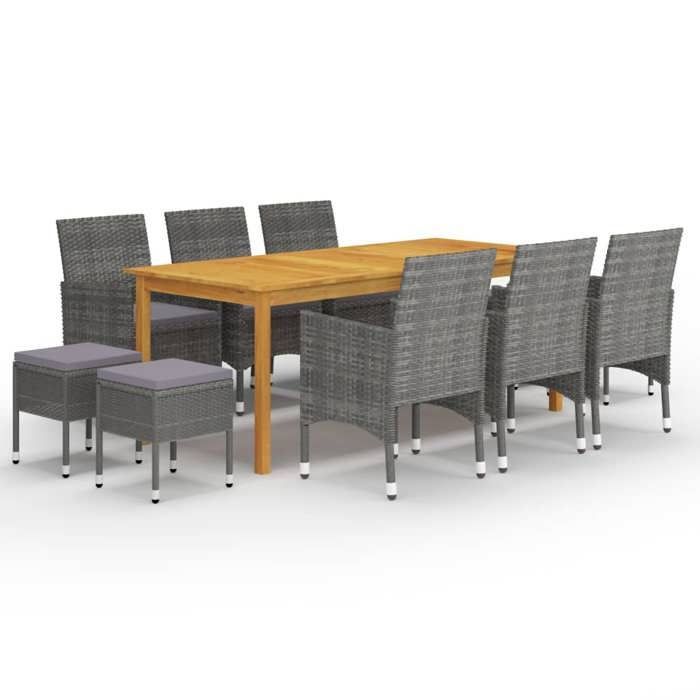 VidaXL 11-piece Garden Dining Set Outdoor Dining Furniture Patio Dining Table and Chairs Furniture 3067872