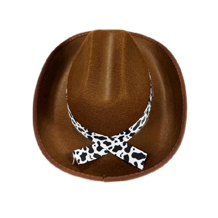Trendy Cow Embellished Cowboy Hats For Youth Soft Multiple Color Size Photo Props