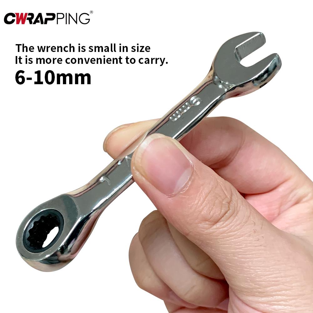 5Pcs Handheld Short Handle Double-head Wrench 6-10mm Portable Chrome Vanadium Steel Tool Wrench Suitable for Automotive Repair