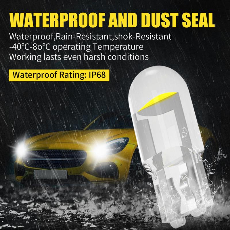 T10 LED W5W Canbus Glass COB 6000k Reading Dome Lamp Marker Wedge License Plate Light Bulb 168 194 192 DC 12V White Red