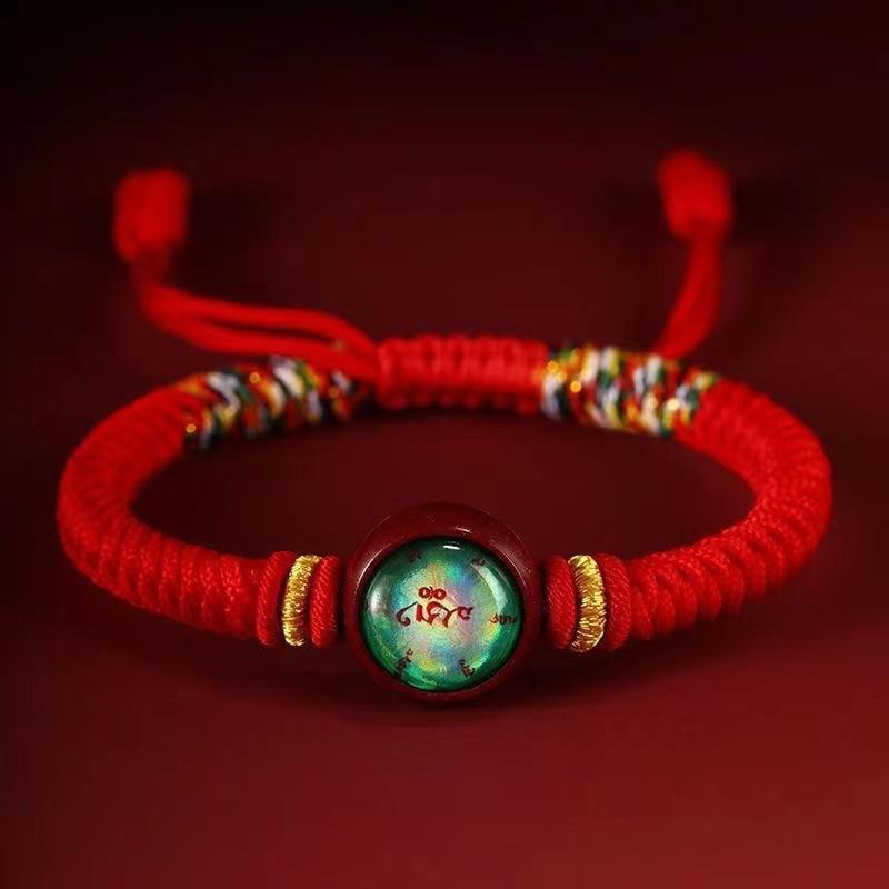 12 Zodiac Eight Patron God Of Wealth Benmingfo Patron Smulet Red Rope Hand-Woven Adjustable Hand Rope Bracelet