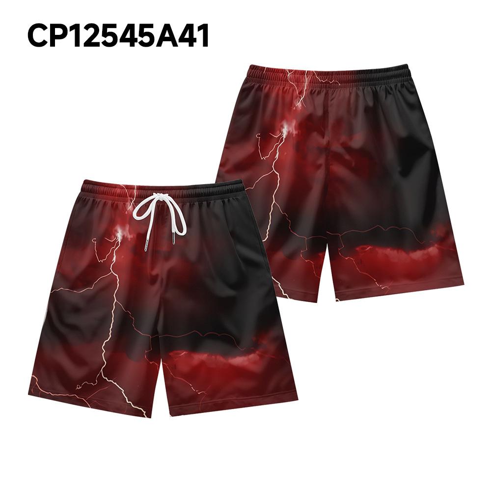 Pantaloncini Casual da Uomo con Elemento Fulmine Oscuro Naturale Europeo e Americano Pantaloni da Spiaggia