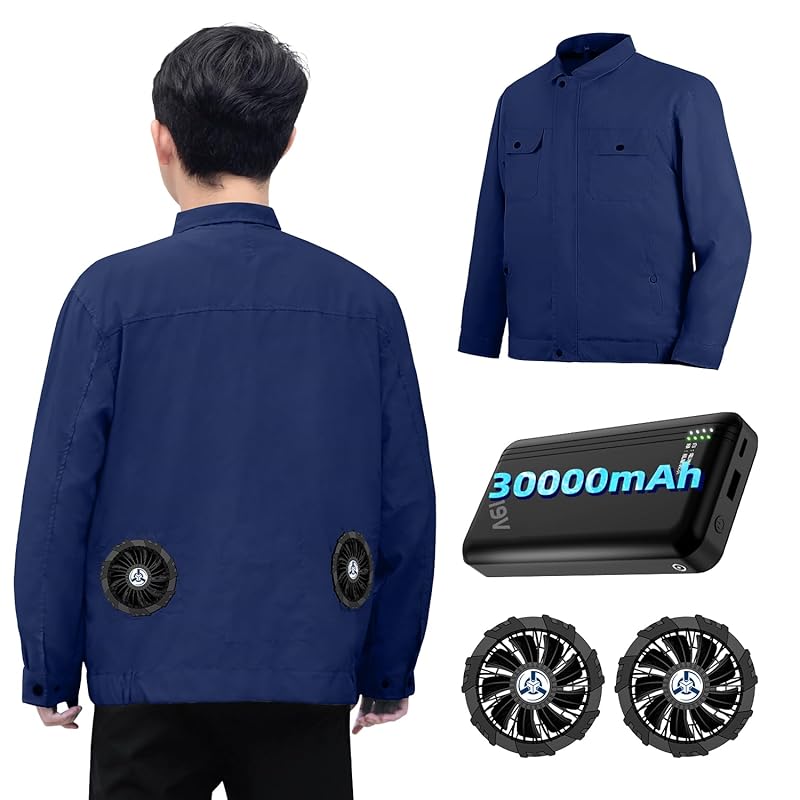 

[Sumeriy] air conditioning work clothes long sleeve With 30000mAh battery Work clothes with fan 3D circulating air blower 4-stage air volume