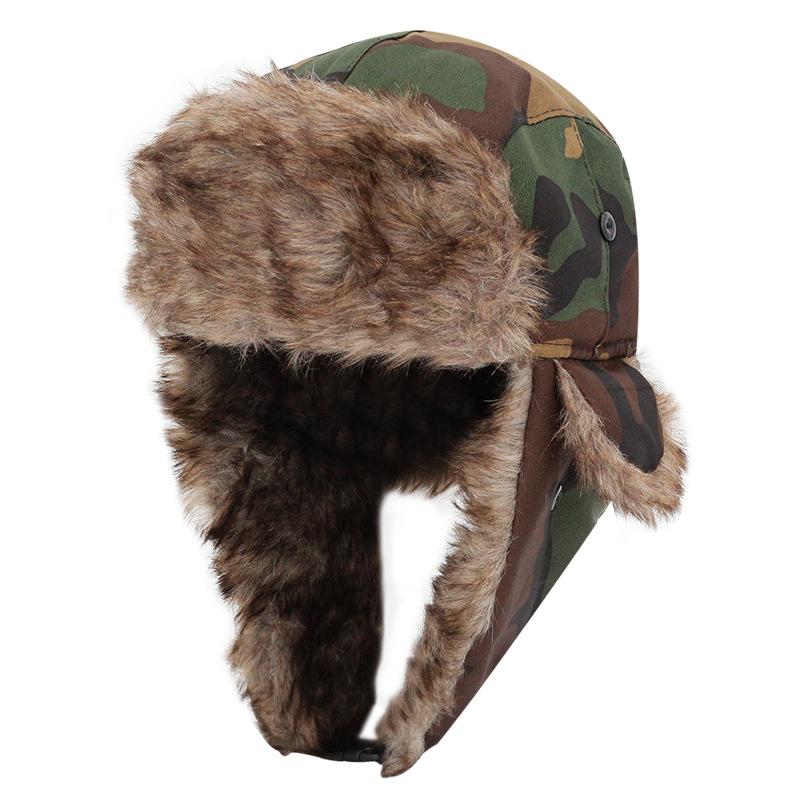 

2026 Camouflag Winter Faux Fur Warm Men Women Lei Feng BomberEar Flap Cap Windproof Cycling Trooper Trapper Cold Anti-snow Hats