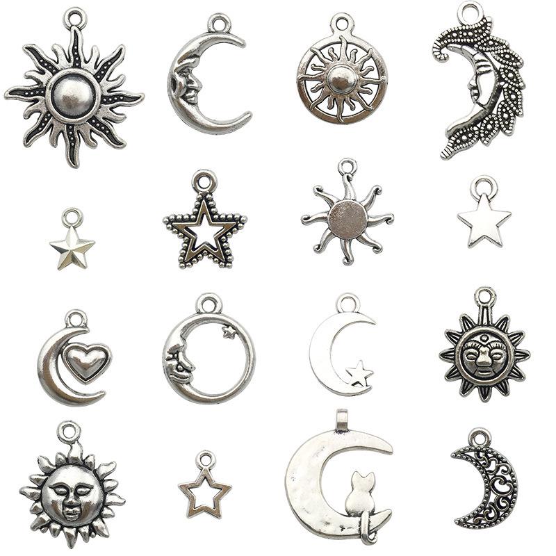

Retro Alloy Sun Moon Star Pendant Charm - Tibetan Silver Jewelry Accessory for DIY Necklace/Bracelet