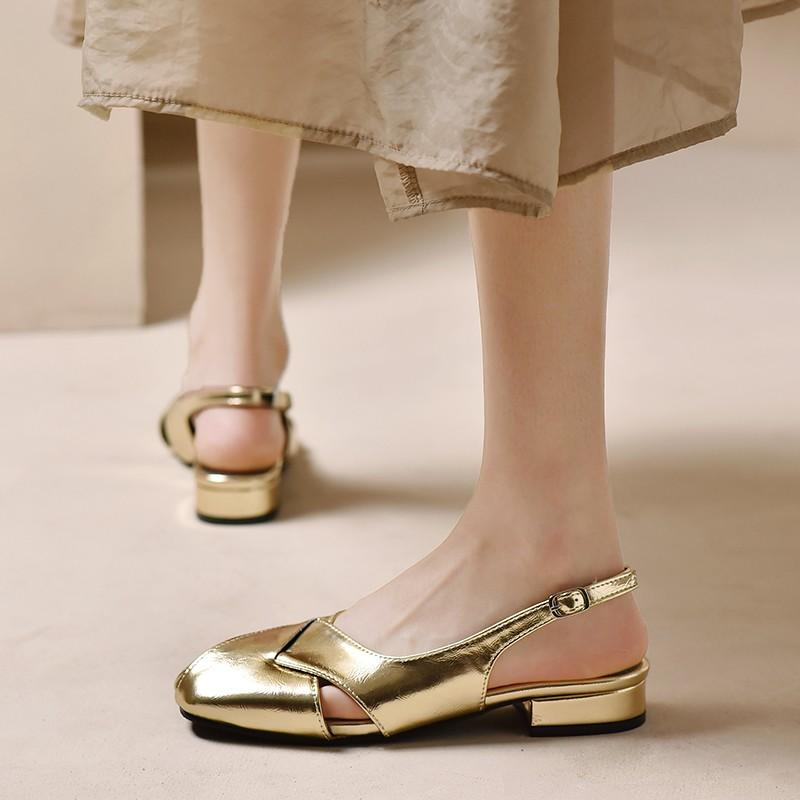 Fashion New Summer Fashionable Comfortable and Casual Hollow Toe-toe Soft-soled Square-toe Flat-soled Wear-resistant Women's Sandals