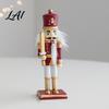 Decorative Wooden Nutcracker Soldier Figurine Handcrafted Solid Wood Christmas Tabletop Ornament Holiday Table Decor for Desk And Bookshelf