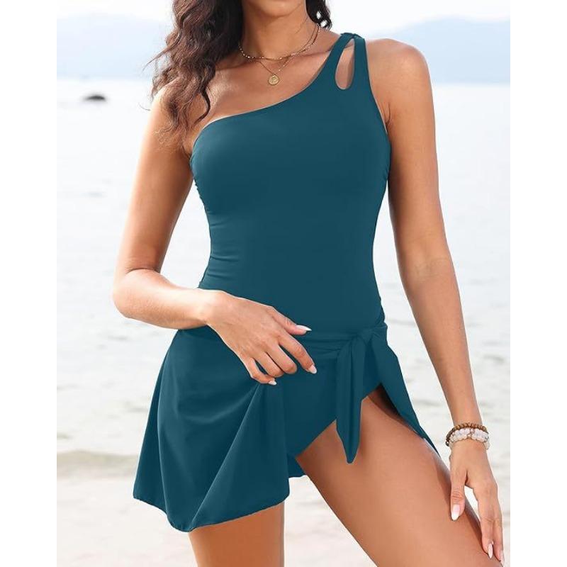 Bikini Swimsuit Female Sexy Shoulder Print One-piece Swimsuit New Swimsuit