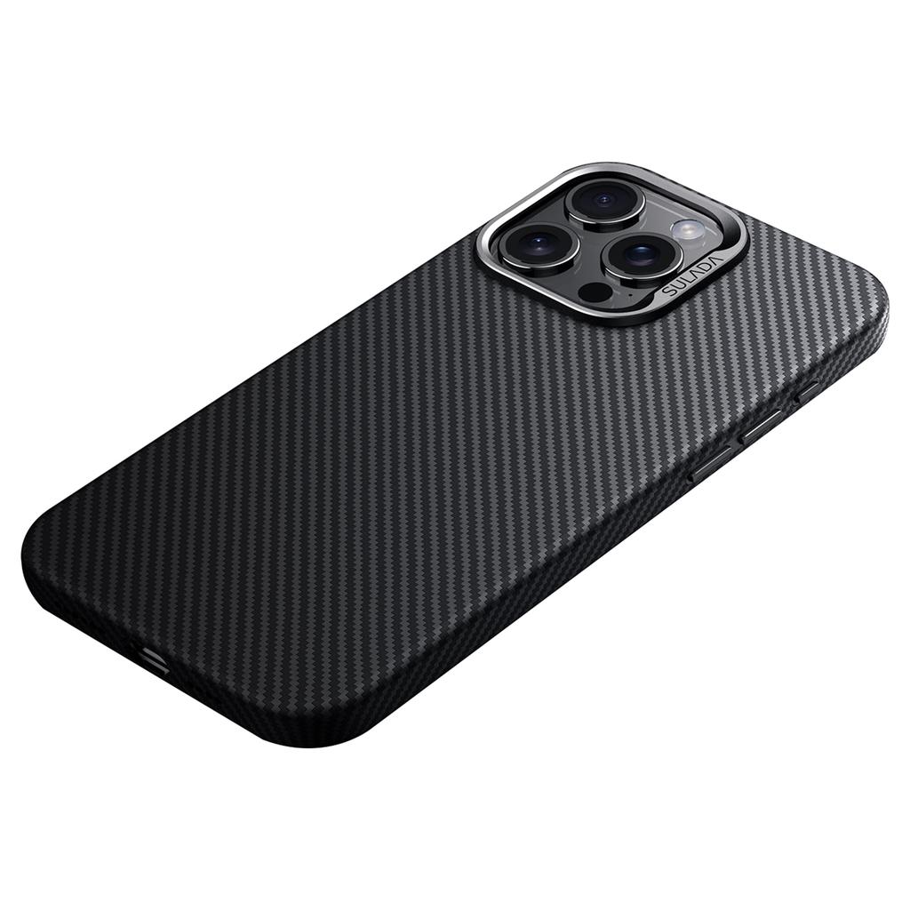 SULADA For iPhone 14 Pro Max Magnetic Case Carbon Fiber Texture PU+TPU Protective Phone Cover