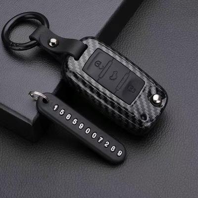 Capa de chave de carro dobrável fosca de fibra de carbono para VW Volkwagen Polo Bora Tiguan Passat Golf 6 Lavida Scirocco 3 botões acessórios