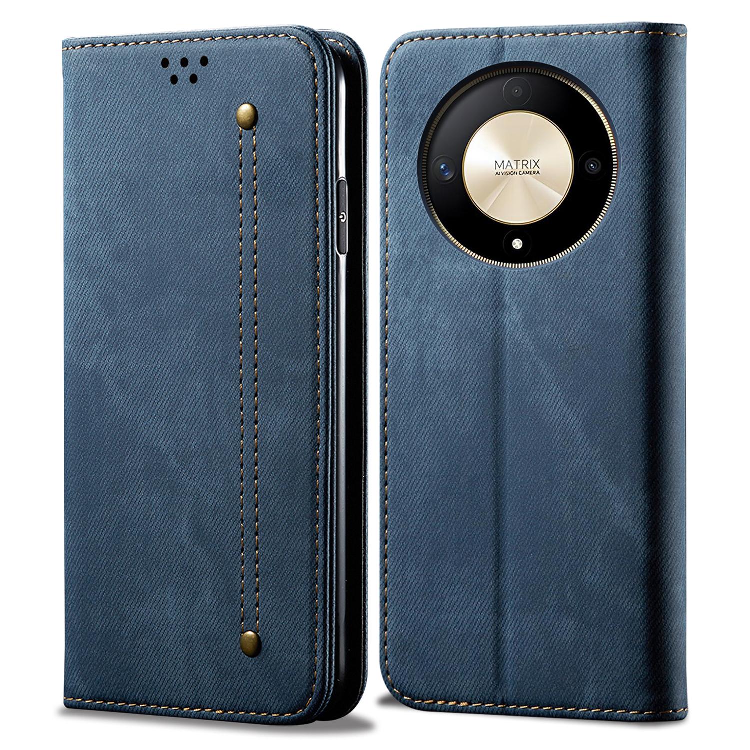 

Для Honor Magic6 Lite 5G/X9b 5G Чехол для телефона Кожаный чехол-кошелек из ПУ Blue