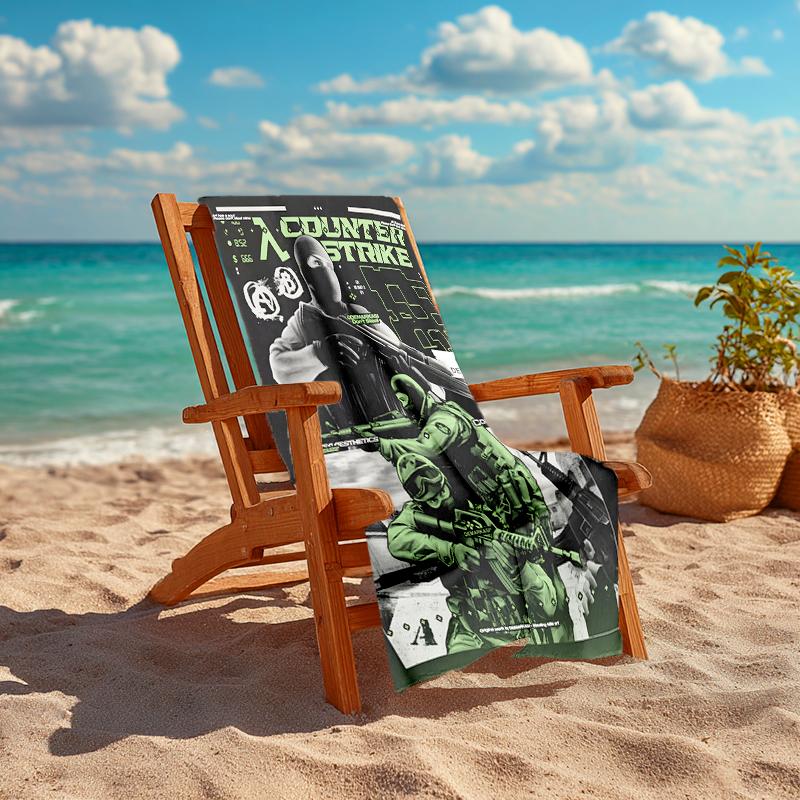 1pc CS Beach Towel, Comfortable and Thick, and Swimming/Bath/Picnic/Camping Towel, Suitable for Seaside Beaches