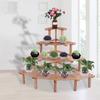 4 Tiers Pine Wood Corner Flower Pot Stand Plant Display Shelf Garden Decor (Natural Wood)