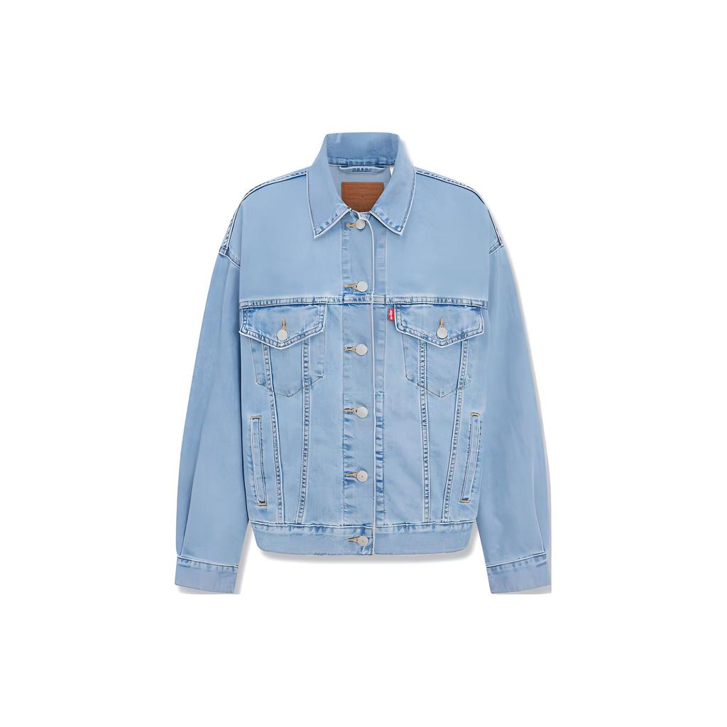 Levis Type 3 Solid Color Spliced Comfortable Long Sleeve Denim Jacket Women Jackets Light-Blue A1743-0043