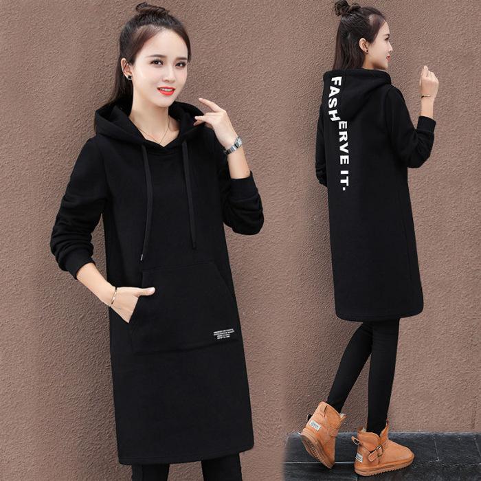 Sweater women s new trendy ins thickened velvet jacket loose Korean version winter long top autumn and winter wear M чёрный