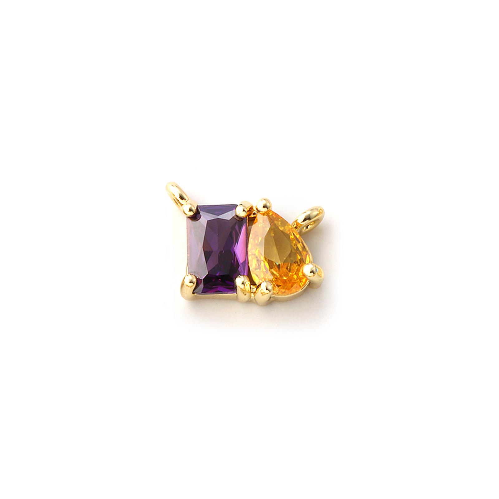 

1 PC Brass & Cubic Zirconia Birthstone 12 Months Connectors Charms Pendants 18K Gold Plated Drop Charms DIY Necklace 10mm x 8mm