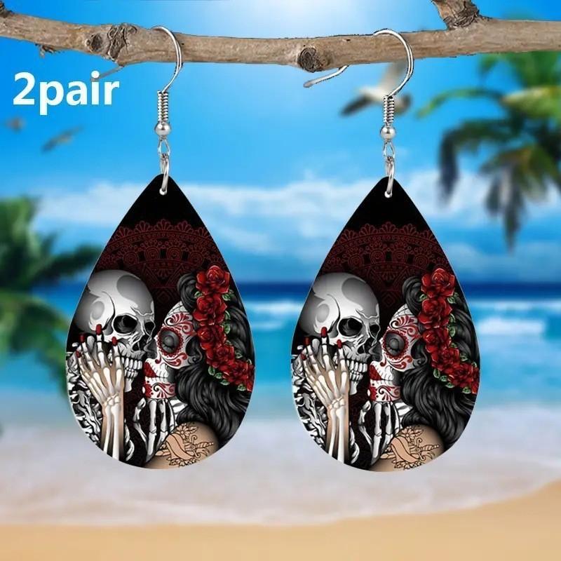 Themed Halloween Cat Pumpkin Skull And Dog Pattern Women Acrylic Earrings
