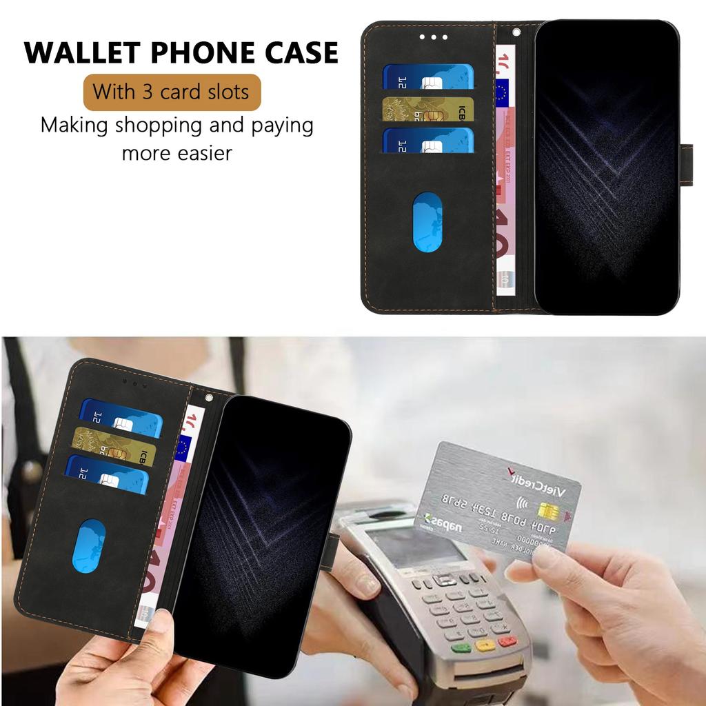 Wallet Case for Poco X8 Pro Max 5G - Leather/PU, Black, Shockproof
