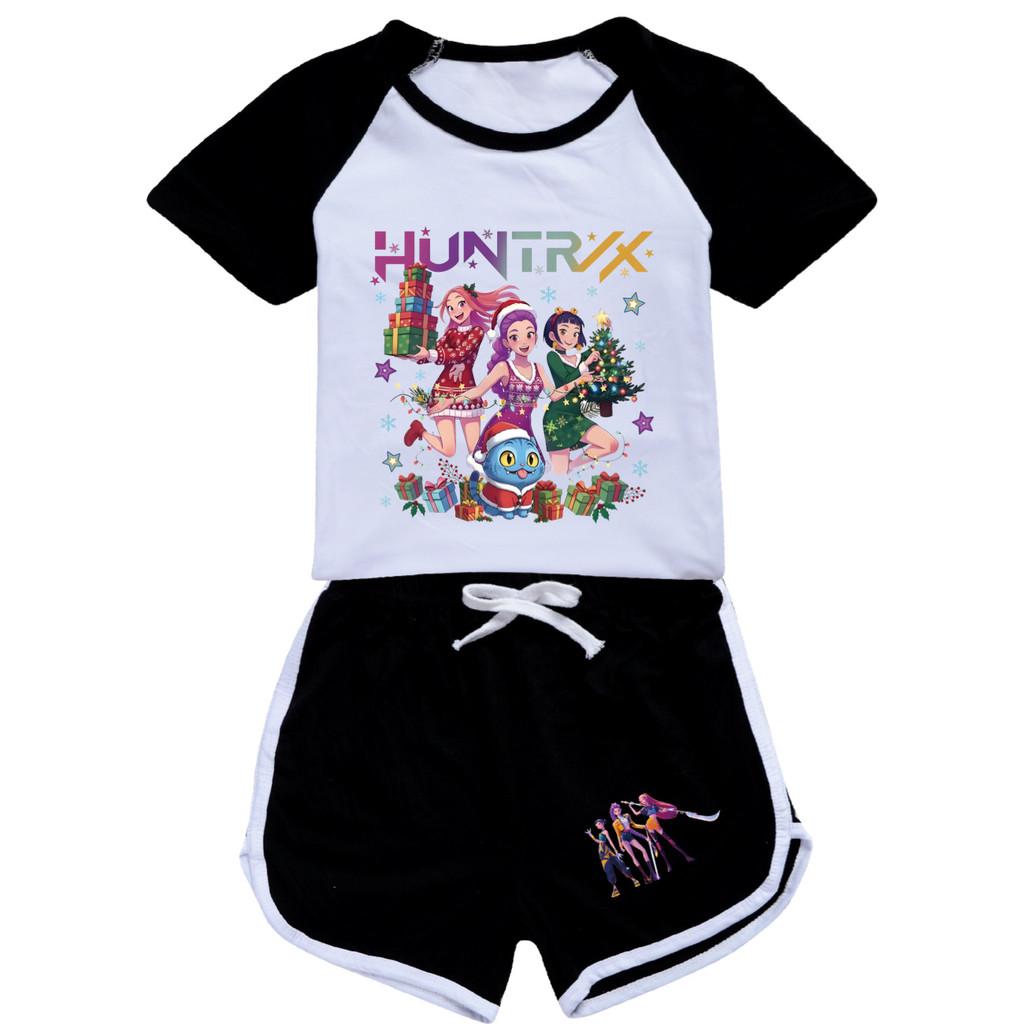 5084 Kids Girls Christmas POP Rumi Zoey Mira Print T-shirt Shorts Sport Tracksuit Clothes Set
