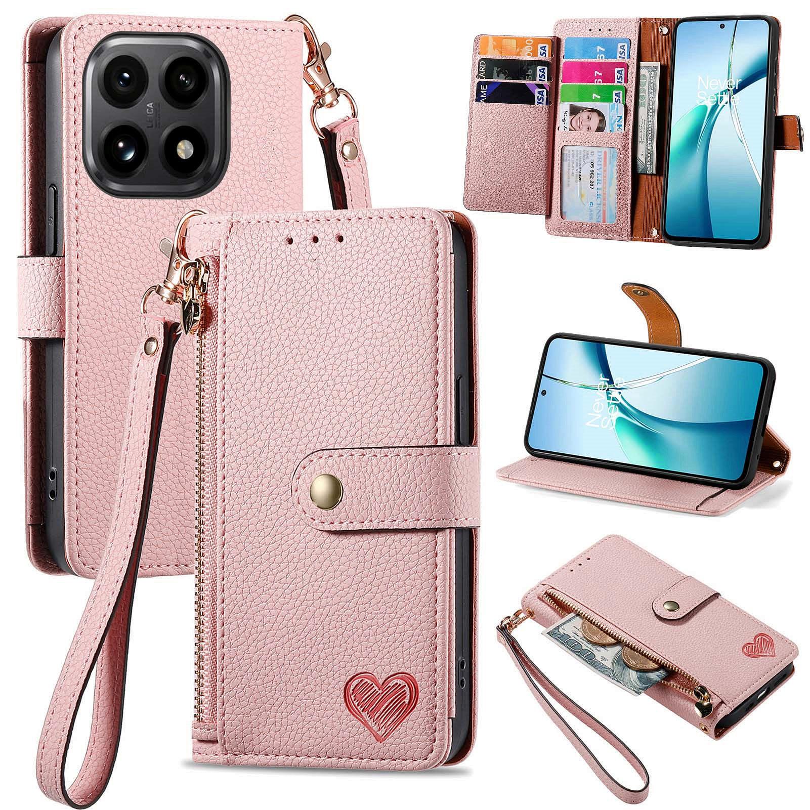 

For Xiaomi 15T Case RFID Blocking Zipper Pocket Leather Wallet Phone Cover with Strap