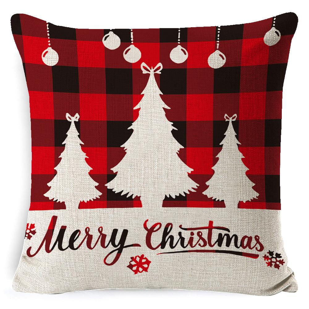 Christmas Linen Pillow Case Home Nap Lumbar Cushion Pillow Sofa Bedside Cushion Pillow Case