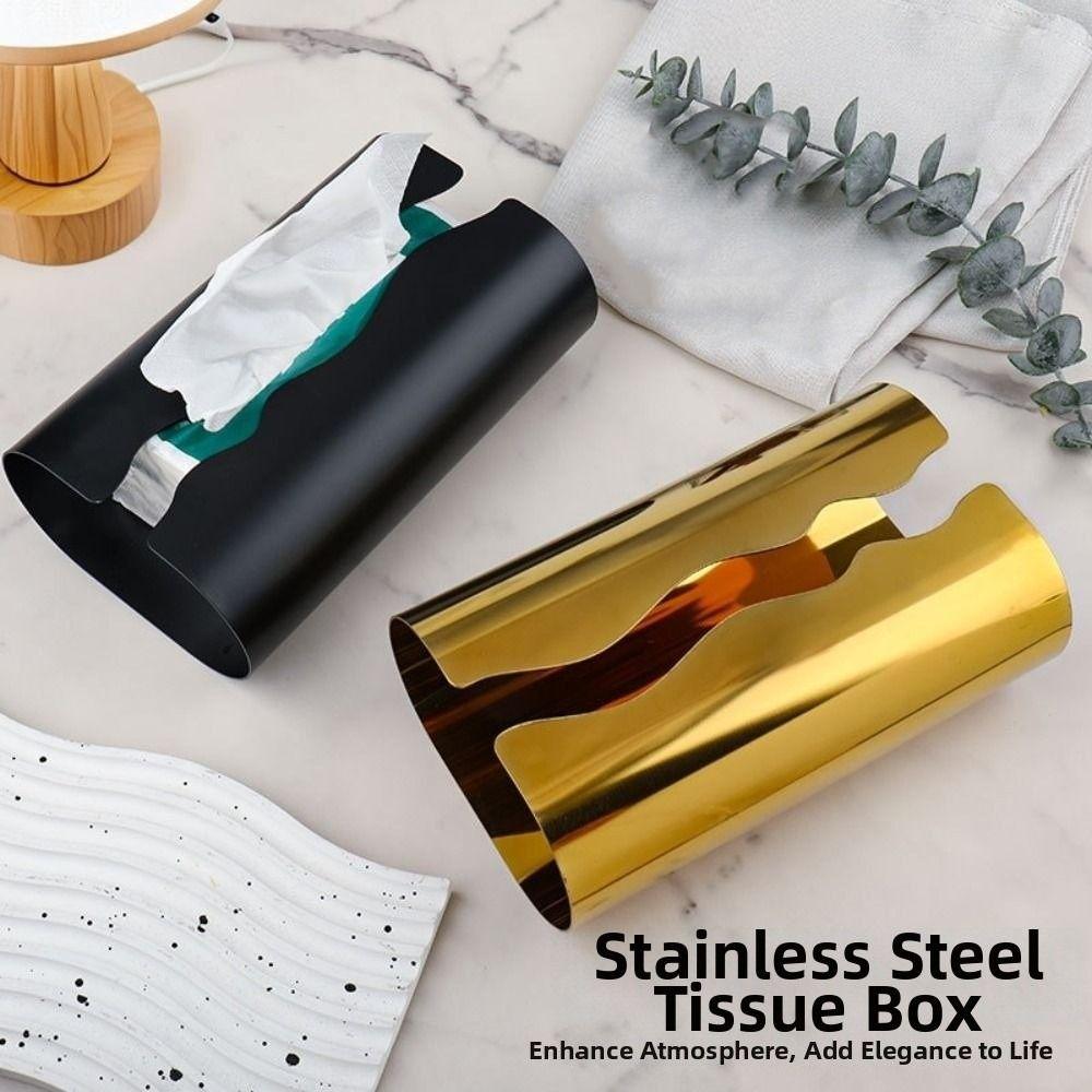 Nordic Style Stainless Steel Tissue Box Waterproof Minimalist Napkin Storage Box Modern Elegant Table Paper Container Car
