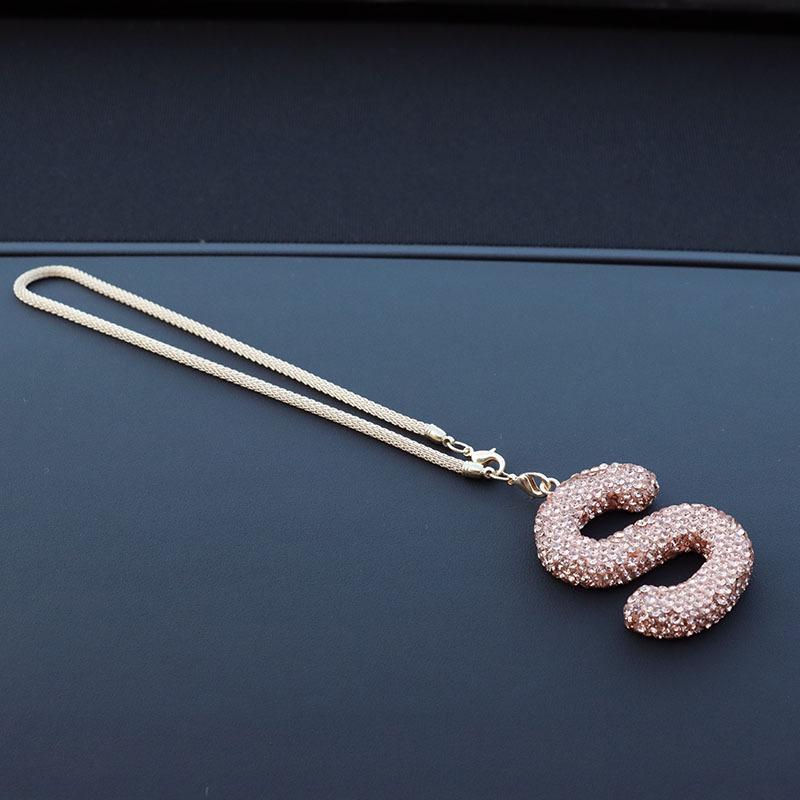 Rhinestone Ceramic Cross Pendant for Car Mirror Decor