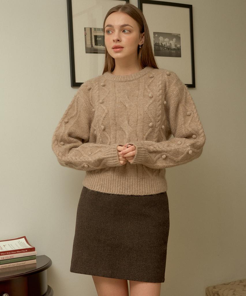 BIBYSEOB Basic Wool Mini Skirt Brown [T34]