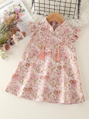 Sommer-Cheongsam-Hanfu-Baumwollkleid für Mädchen mit Blumenmuster